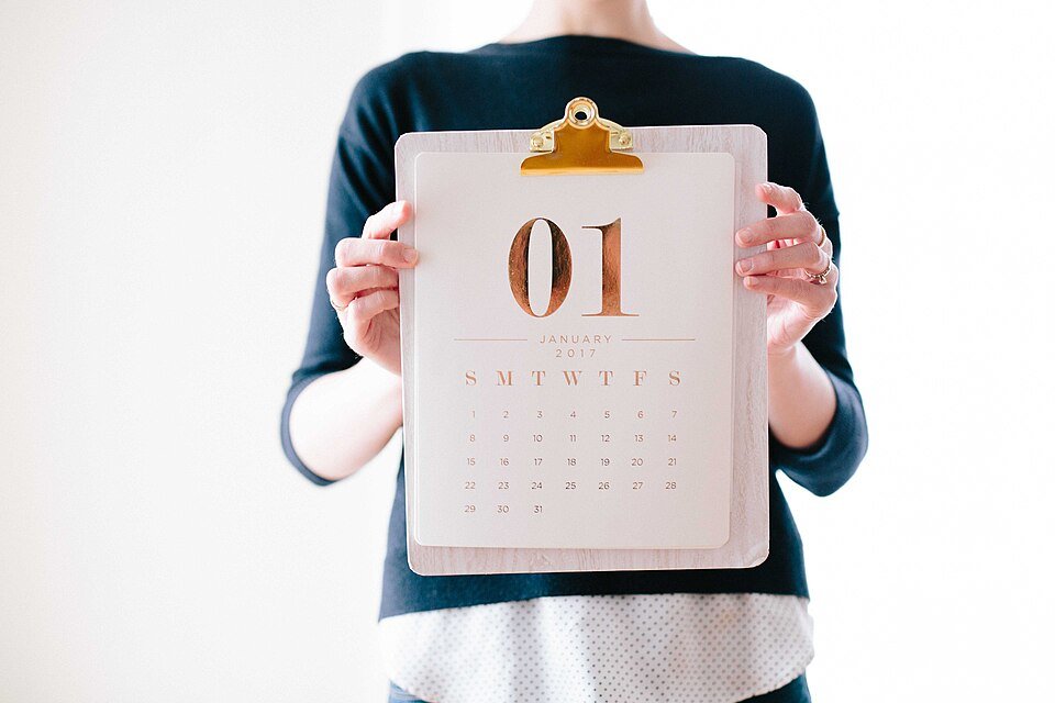 A calendar for recording dates